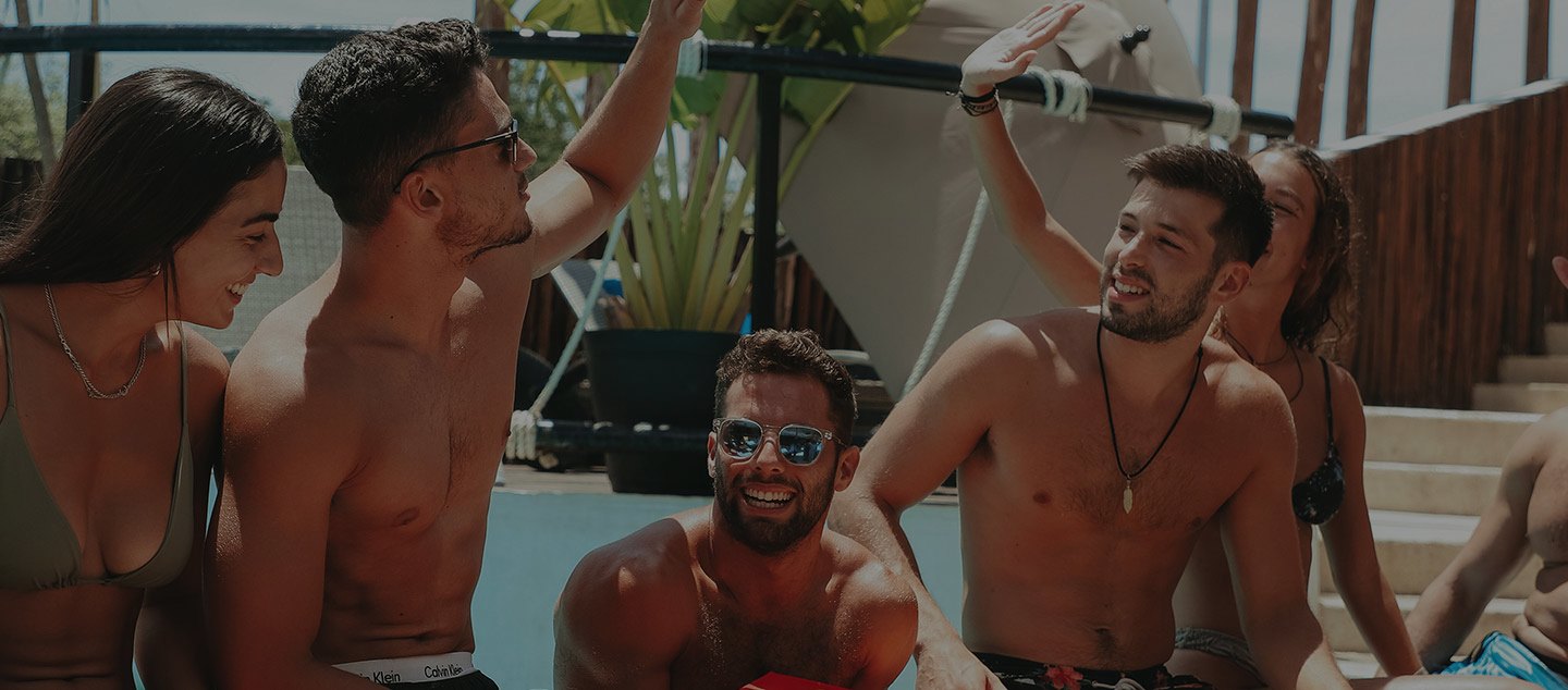 Friends enjoying the Mayan Monkey pool